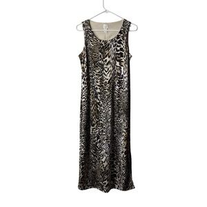 Chicos Brown Tan Animal Print Sleeveless Tank Maxi Dress 1